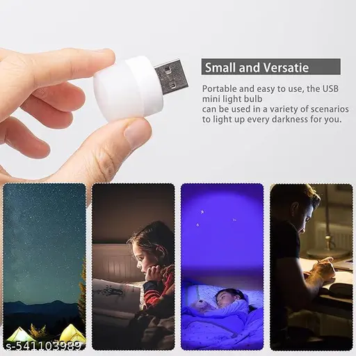 Mini USB Led Light | Plug in Night Light Bulb | USB Light for Laptop | Portable USB Led Lamp | Portable Car Bulb for Bedroom Bathroom & Kitchen Use (4 Pcs) | Plastic, White